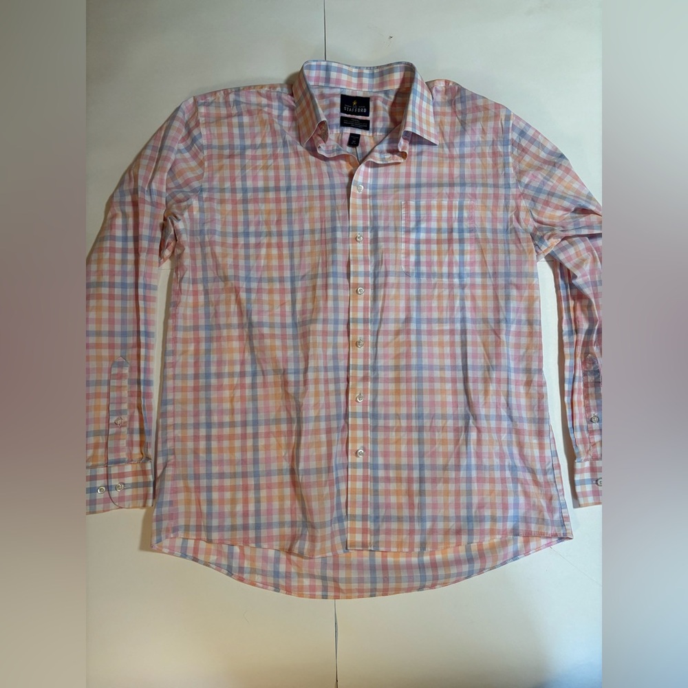 Stafford Travel Regular Fit Button Down Long Sleeve Shirt 17 36-37